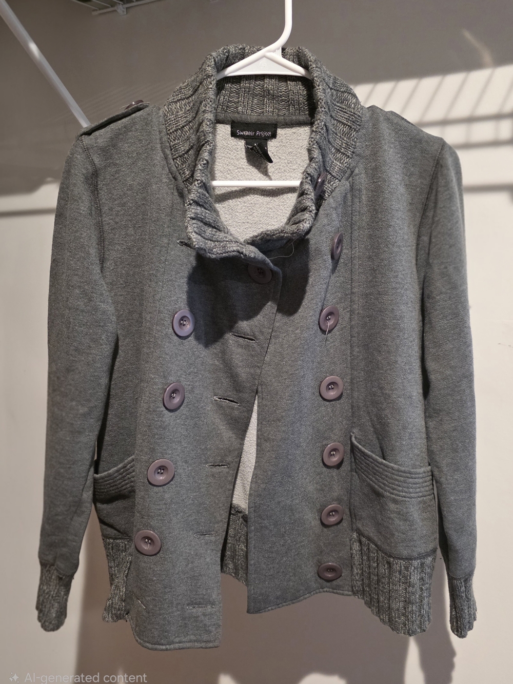 Sweater Project Gray Double-Breasted Pea Coat